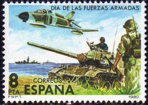 ESPAÑA 1980 2572 Sello Nuevo Dia de las Fuerzas Armadas medios de Combate Espana Spain Espagne Spagna Spanje Spanien 